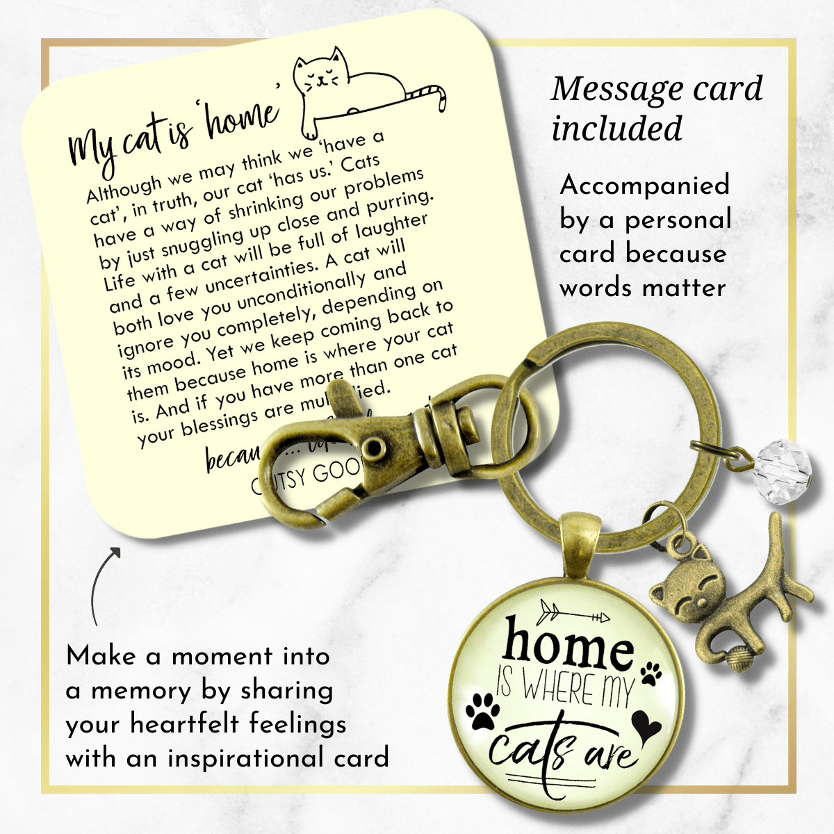 Cats Keychain Home Is Where My Cats Are Gift Quote Kitty Lover Related Feline Jewelry For Women - Gutsy Goodness Handmade Jewelry;Cats Keychain Home Is Where My Cats Are Gift Quote Kitty Lover Related Feline Jewelry For Women - Gutsy Goodness Handmade Jewelry Gifts