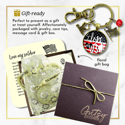 I Love My Soldier Keychain American Flag USA Patriotic Jewelry For Women Style Pendant - Gutsy Goodness