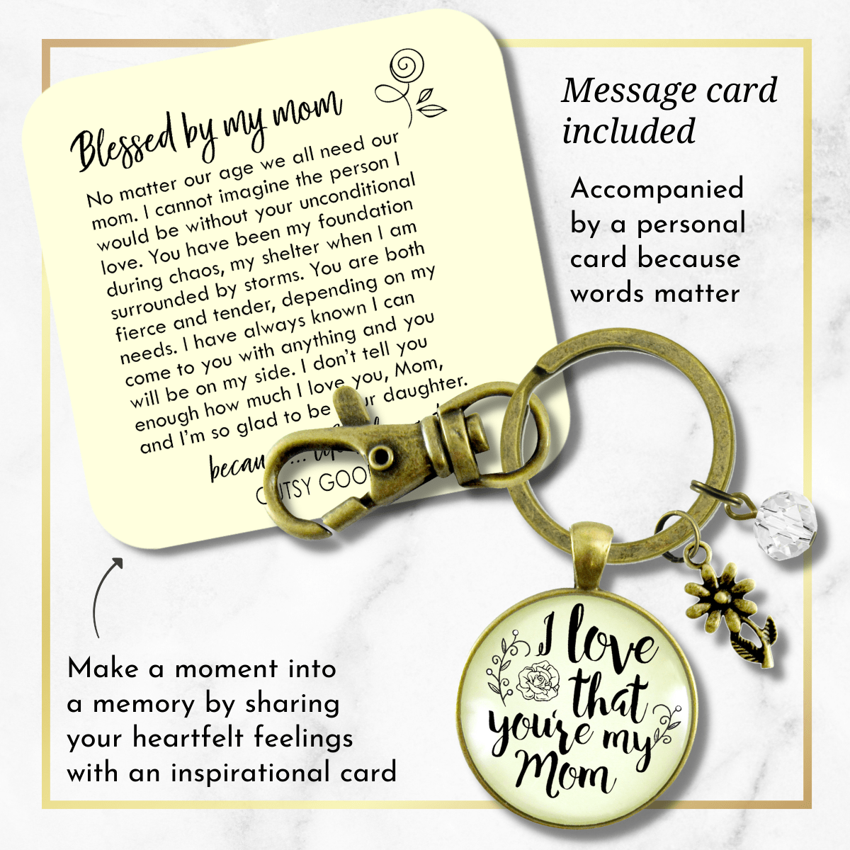 My Mom Keychain I Love You Meaningful Quote Gift from Daughter - Gutsy Goodness Handmade Jewelry;My Mom Keychain I Love You Meaningful Quote Gift From Daughter - Gutsy Goodness Handmade Jewelry Gifts