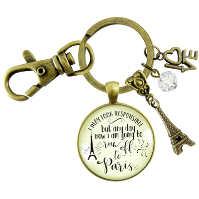 Paris Keychain I May look Responsible France Jewelry Glam Quote Gift Eiffel Tower - Gutsy Goodness Handmade Jewelry;Paris Keychain I May Look Responsible France Jewelry Glam Quote Gift Eiffel Tower - Gutsy Goodness Handmade Jewelry Gifts