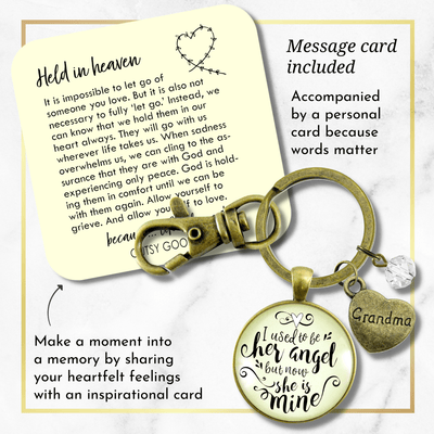 Grandma Memorial Keychain I Used to Be Her Angel Now She's Mine Sympathy Gift - Gutsy Goodness Handmade Jewelry;Grandma Memorial Keychain I Used To Be Her Angel Now She's Mine Sympathy Gift - Gutsy Goodness Handmade Jewelry Gifts