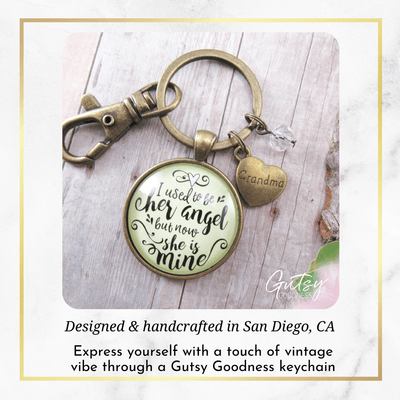 Grandma Memorial Keychain I Used to Be Her Angel Now She's Mine Sympathy Gift - Gutsy Goodness Handmade Jewelry;Grandma Memorial Keychain I Used To Be Her Angel Now She's Mine Sympathy Gift - Gutsy Goodness Handmade Jewelry Gifts