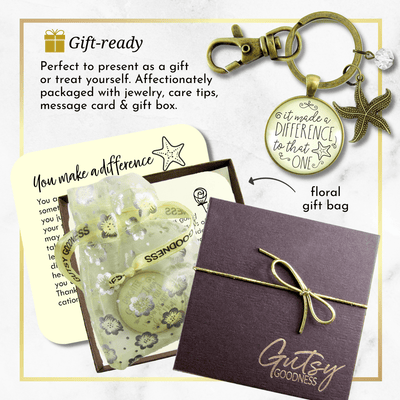 Starfish Keychain It Made Difference That One Teacher Story Appreciation Gift Jewelry - Gutsy Goodness