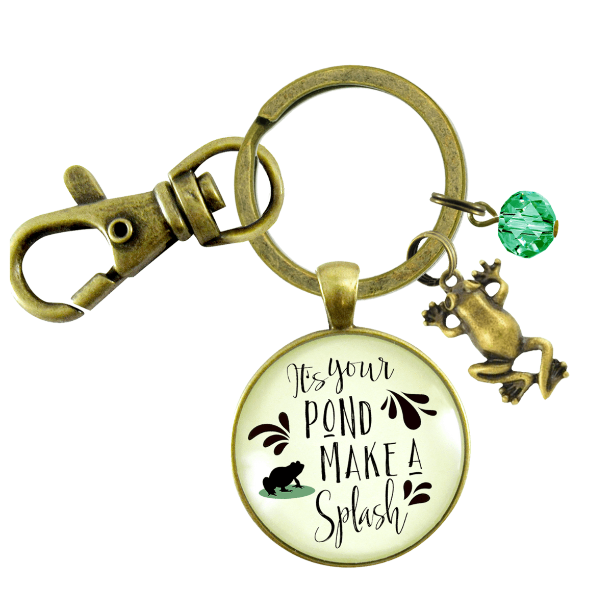 Frog Keychain It's Your Pond Make A Splash Success Life Quote Jewelry For Women - Gutsy Goodness
