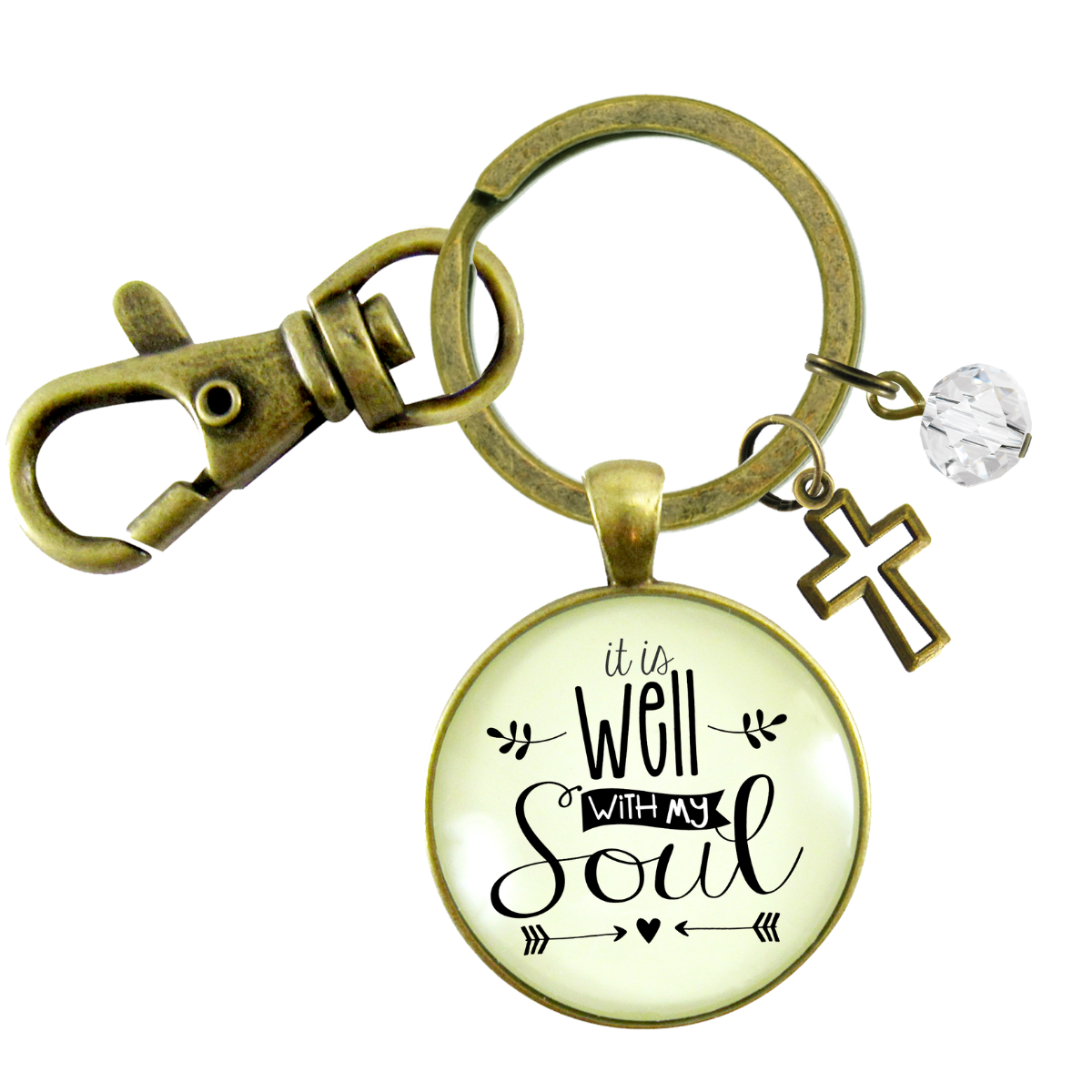 Inspirational Faith Keychain It is Well with My Soul Hymn Jewelry  Keychain - Women - Gutsy Goodness Handmade Jewelry