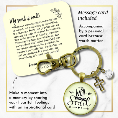 Inspirational Faith Keychain It is Well with My Soul Hymn Jewelry  Keychain - Women - Gutsy Goodness Handmade Jewelry