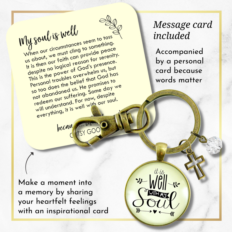 Inspirational Faith Keychain It is Well with My Soul Hymn Jewelry  Keychain - Women - Gutsy Goodness Handmade Jewelry