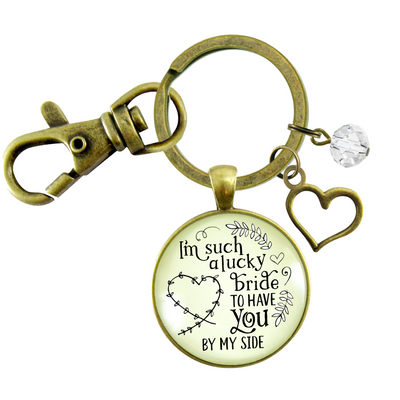 Bridesmaid Keychain I'm A Lucky Bride Rustic Wedding Jewelry Gift Bachelorette Party Heart - Gutsy Goodness Handmade Jewelry;Bridesmaid Keychain I'm A Lucky Bride Rustic Wedding Jewelry Gift Bachelorette Party Heart - Gutsy Goodness Handmade Jewelry Gifts