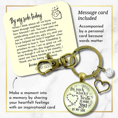 Bridesmaid Keychain I'm A Lucky Bride Rustic Wedding Jewelry Gift Bachelorette Party Heart - Gutsy Goodness Handmade Jewelry;Bridesmaid Keychain I'm A Lucky Bride Rustic Wedding Jewelry Gift Bachelorette Party Heart - Gutsy Goodness Handmade Jewelry Gifts