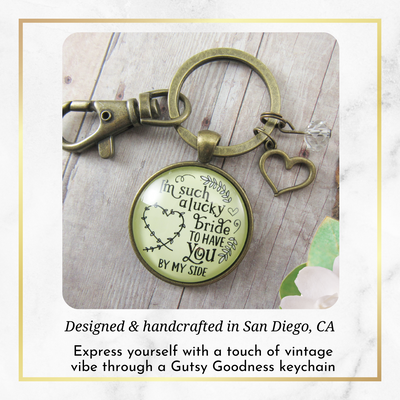 Bridesmaid Keychain I'm A Lucky Bride Rustic Wedding Jewelry Gift Bachelorette Party Heart - Gutsy Goodness Handmade Jewelry;Bridesmaid Keychain I'm A Lucky Bride Rustic Wedding Jewelry Gift Bachelorette Party Heart - Gutsy Goodness Handmade Jewelry Gifts
