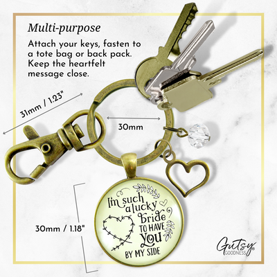 Bridesmaid Keychain I'm A Lucky Bride Rustic Wedding Jewelry Gift Bachelorette Party Heart - Gutsy Goodness Handmade Jewelry;Bridesmaid Keychain I'm A Lucky Bride Rustic Wedding Jewelry Gift Bachelorette Party Heart - Gutsy Goodness Handmade Jewelry Gifts