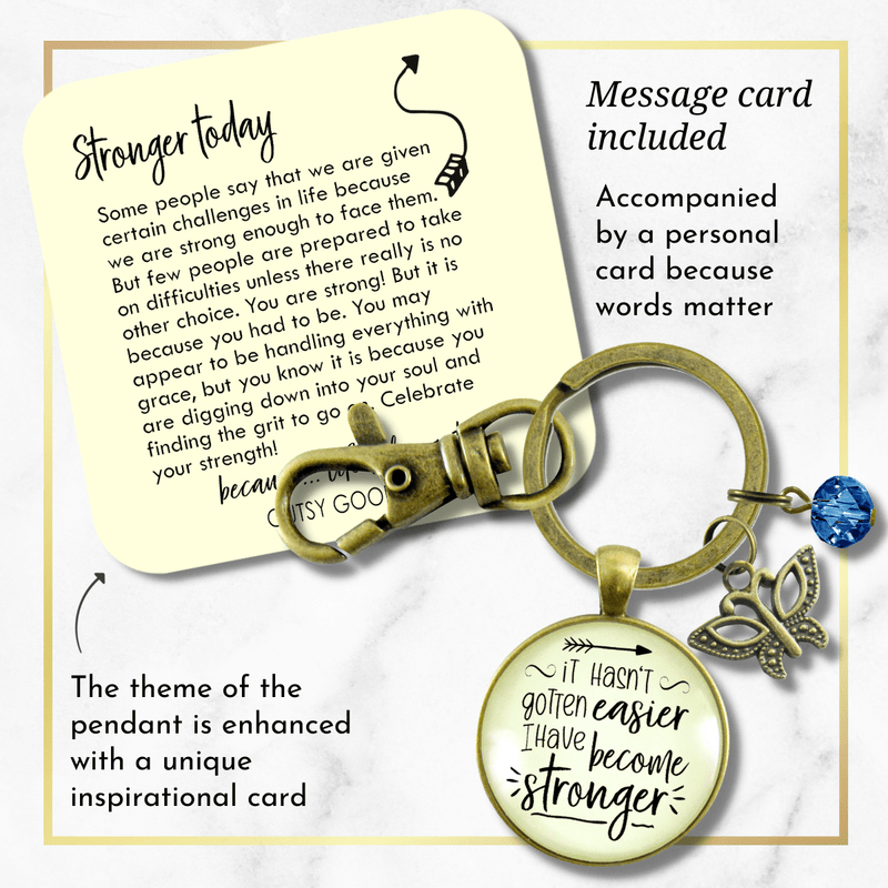Strength Keychain It Hasn't Gotten Easier Jewelry Believe Pendant Butterfly Charm - Gutsy Goodness