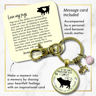 Pig Friendship Keychain Country Girl Pig Lovers Inspired Jewelry - Gutsy Goodness Handmade Jewelry;Pig Friendship Keychain Country Girl Pig Lovers Inspired Jewelry - Gutsy Goodness Handmade Jewelry Gifts