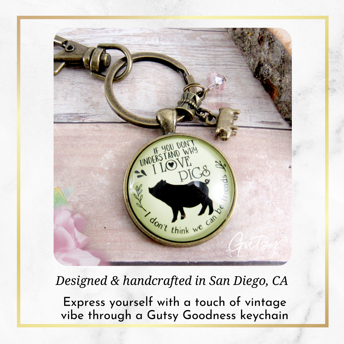 Pig Friendship Keychain Country Girl Pig Lovers Inspired Jewelry - Gutsy Goodness Handmade Jewelry;Pig Friendship Keychain Country Girl Pig Lovers Inspired Jewelry - Gutsy Goodness Handmade Jewelry Gifts