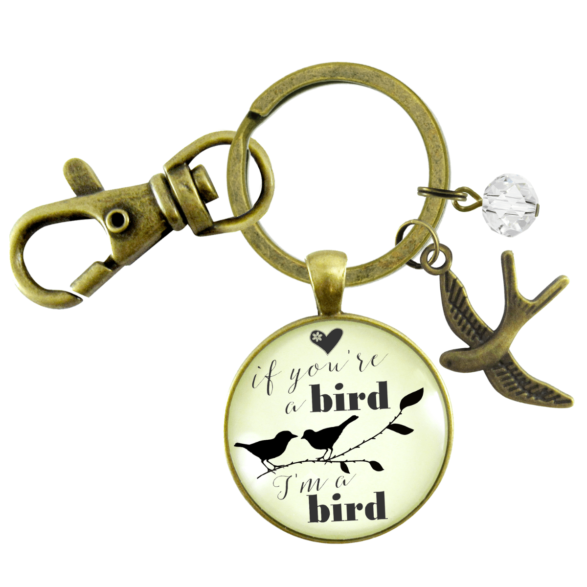 If You're a Bird I'm a Bird Keychain Love Inspired Quote Jewelry Boho Style Womens Gift - Gutsy Goodness