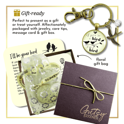 If You're a Bird I'm a Bird Keychain Love Inspired Quote Jewelry Boho Style Womens Gift - Gutsy Goodness