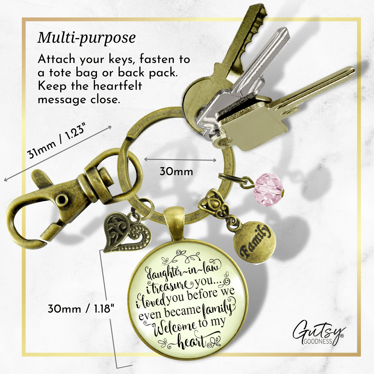 Daughter In Law Keychain Treasure You Family Welcome Meaningful Jewelry - Gutsy Goodness Handmade Jewelry;Daughter In Law Keychain Treasure You Family Welcome Meaningful Jewelry - Gutsy Goodness Handmade Jewelry Gifts
