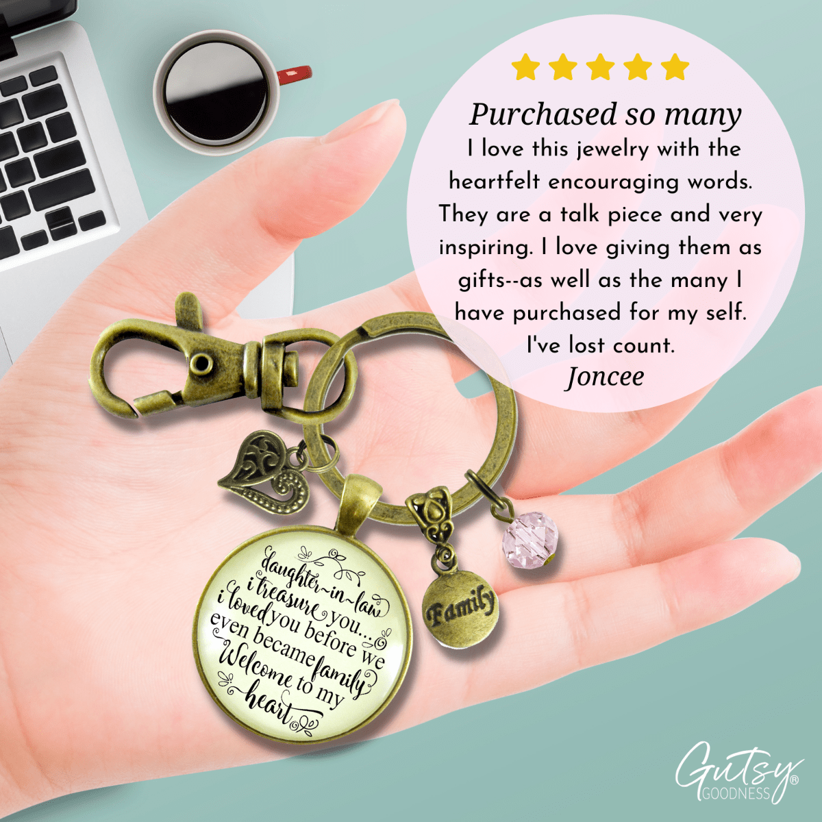 Daughter In Law Keychain Treasure You Family Welcome Meaningful Jewelry - Gutsy Goodness Handmade Jewelry;Daughter In Law Keychain Treasure You Family Welcome Meaningful Jewelry - Gutsy Goodness Handmade Jewelry Gifts