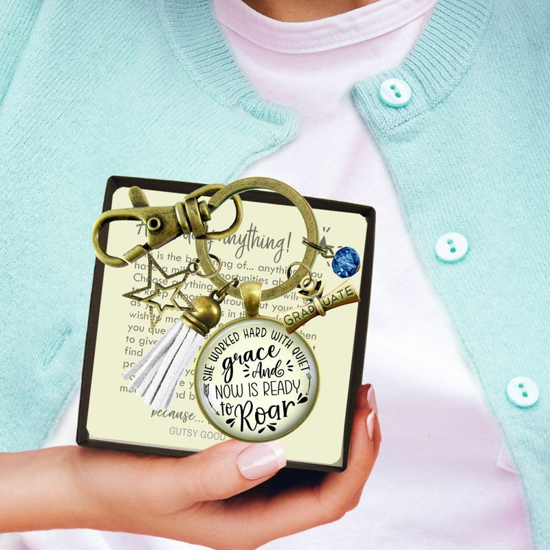 Graduation Keychain She Worked Hard Quiet Grace Congratulations Graduate