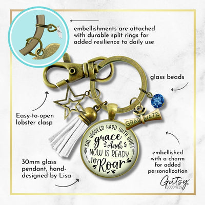Graduation Keychain She Worked Hard Quiet Grace Congratulations Graduate Card