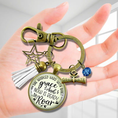 Graduation Keychain She Worked Hard Quiet Grace Congratulations Graduate Card