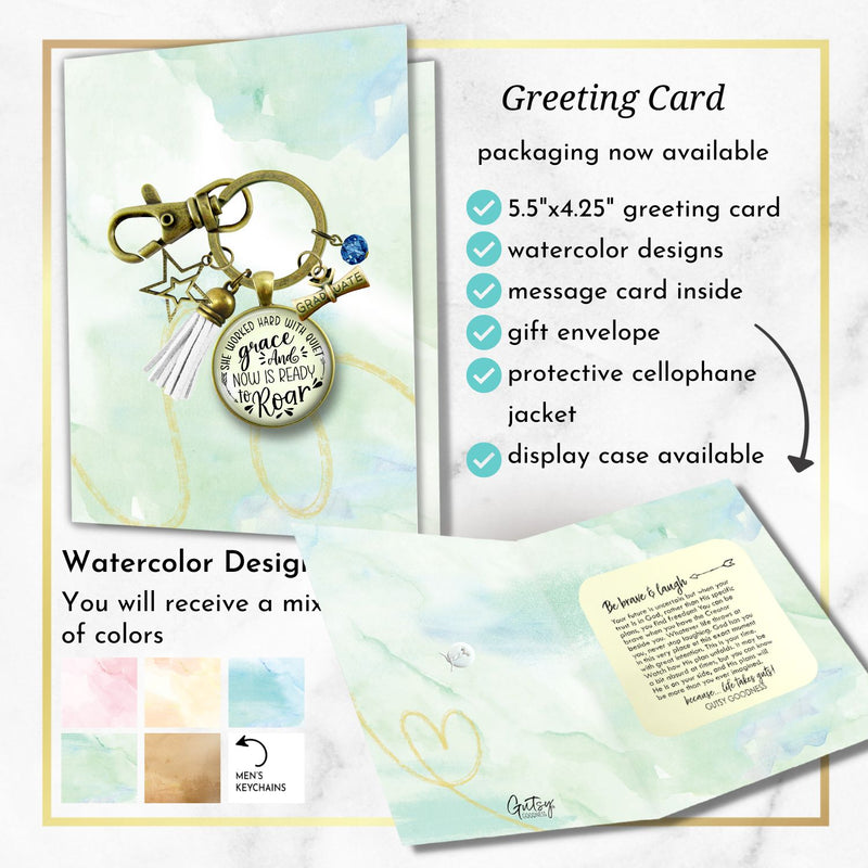 Graduation Keychain She Worked Hard Quiet Grace Congratulations Graduate Card