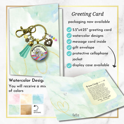 Handmade Gutsy Goodness Jewelry Whoopsie Daisy Boho Hippie Style Keychain Rainbow Pendant Jewelry Peace Symbol, Tassel, Charms & Card