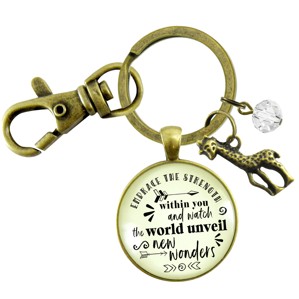 Giraffe Keychain Embrace The Strength Within You Adventure Inspirational Jewelry Bold Womens - Gutsy Goodness Handmade Jewelry;Giraffe Keychain Embrace The Strength Within You Adventure Inspirational Jewelry Bold Womens - Gutsy Goodness Handmade Jewelry Gifts