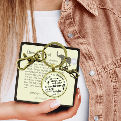 Giraffe Keychain Embrace The Strength Within You Adventure Inspirational Jewelry Bold Womens - Gutsy Goodness Handmade Jewelry;Giraffe Keychain Embrace The Strength Within You Adventure Inspirational Jewelry Bold Womens - Gutsy Goodness Handmade Jewelry Gifts