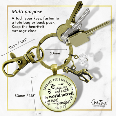 Giraffe Keychain Embrace The Strength Within You Adventure Inspirational Jewelry Bold Womens - Gutsy Goodness Handmade Jewelry;Giraffe Keychain Embrace The Strength Within You Adventure Inspirational Jewelry Bold Womens - Gutsy Goodness Handmade Jewelry Gifts