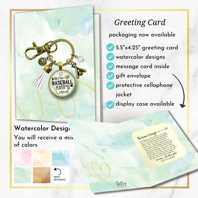 Handmade Gutsy Goodness Jewelry My Favorite Baseball Player Calls Me Mom Keychain Boho Sports Theme White Tassel Charm & Card