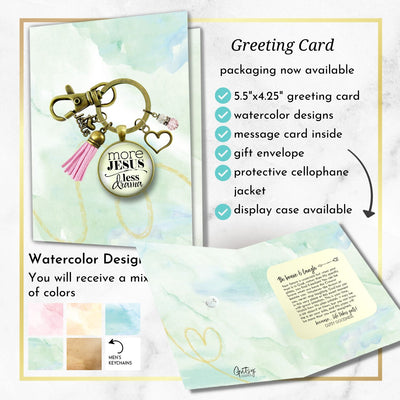 Handmade Gutsy Goodness Jewelry More Jesus Less Drama Faith Keychain Women's Purse Charm Boho Fashion Pink Tassel Charm & Card