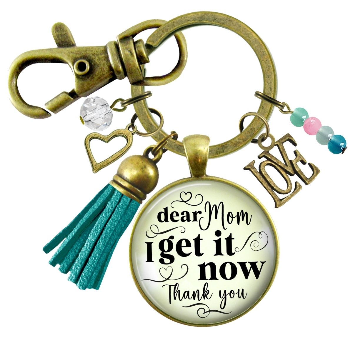 Handmade Gutsy Goodness Jewelry Dear Mom I Get It Now Keychain Gift From Adult Daughter Love You Boho Jewelry Tassel Charm & Card