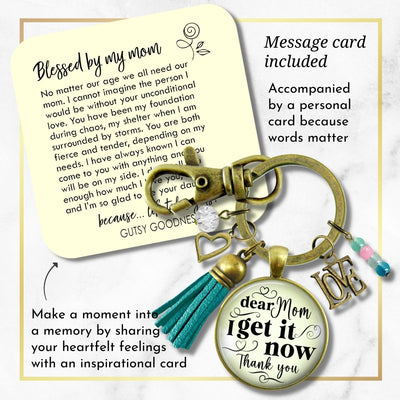 Handmade Gutsy Goodness Jewelry Dear Mom I Get It Now Keychain Gift From Adult Daughter Loving Boho Jewelry Tassel Charm & Card
