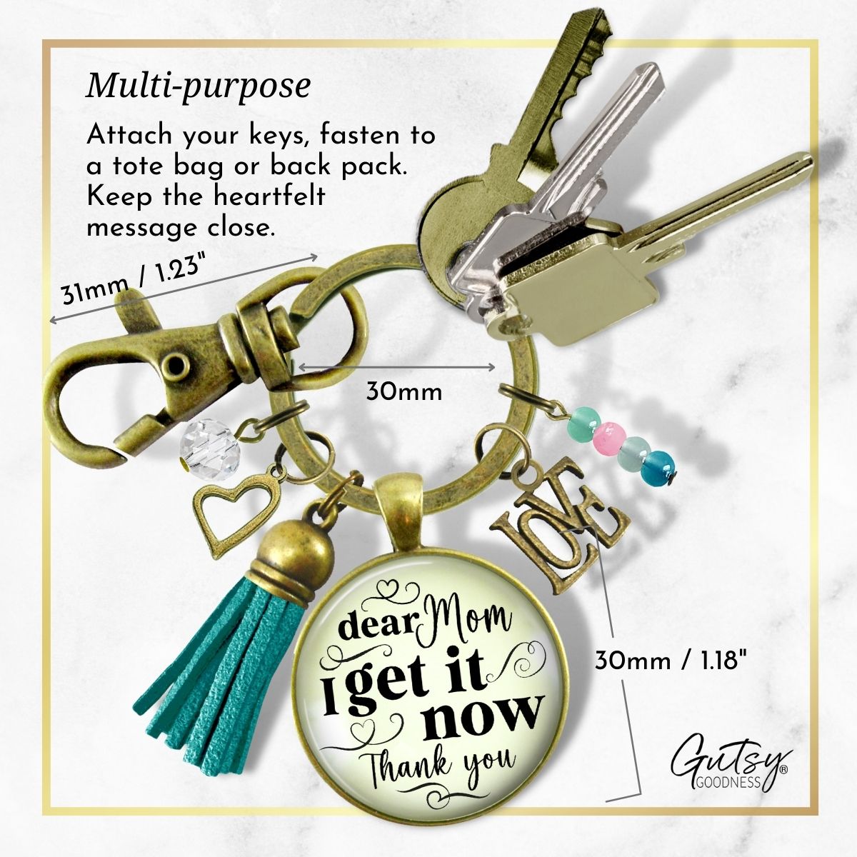 Handmade Gutsy Goodness Jewelry Dear Mom I Get It Now Keychain Gift From Adult Daughter Love You Boho Jewelry Tassel Charm & Card