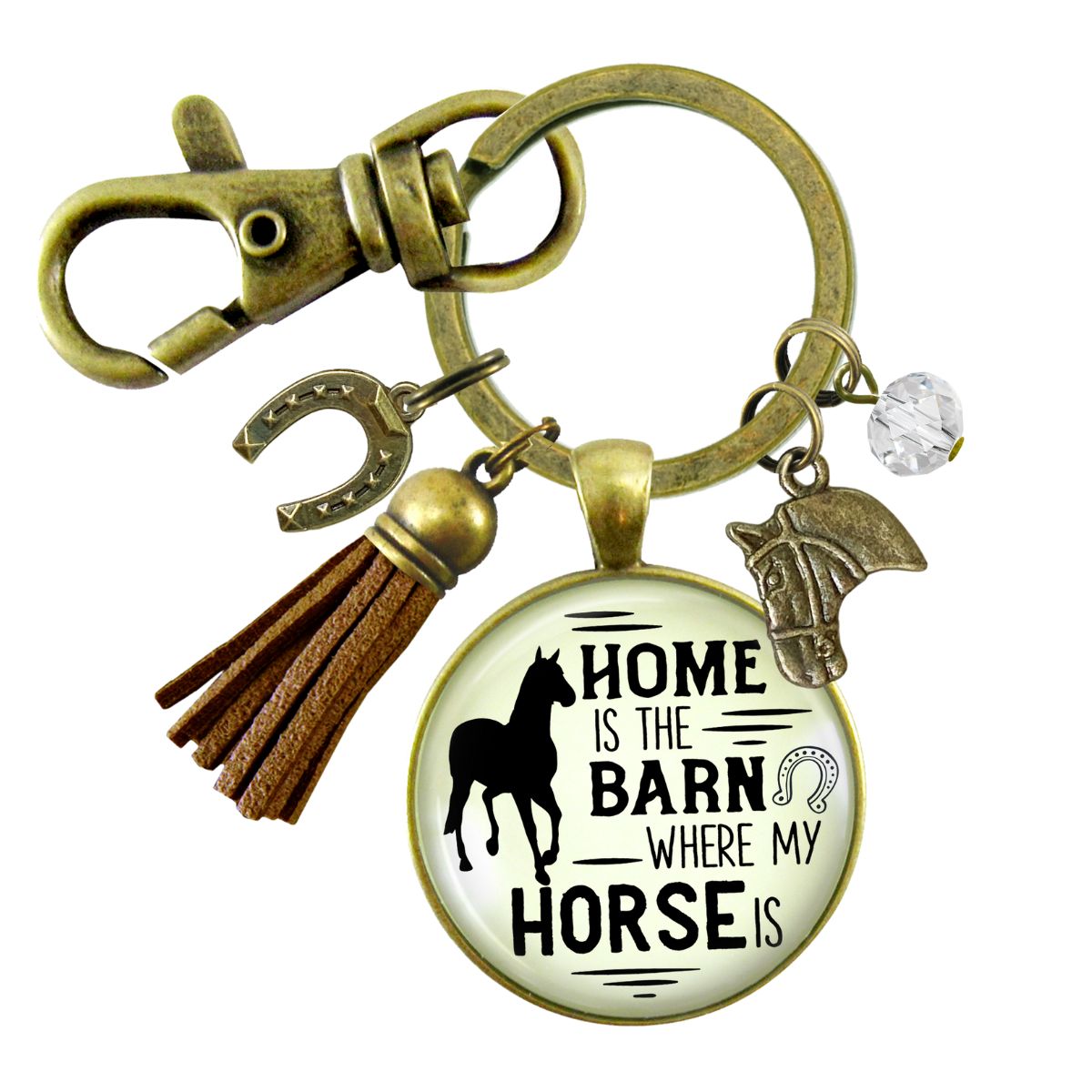 Handmade Gutsy Goodness Jewelry Home Is The Barn Where My Horse Is Keychain Western Boho Country Girl Tassel Charm Jewelry & Card