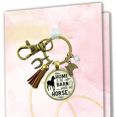 Handmade Gutsy Goodness Jewelry Home Is The Barn Where My Horse Is Keychain Western Boho Country Girl Tassel Charm Jewelry