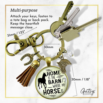 Handmade Gutsy Goodness Jewelry Home Is The Barn Where My Horse Is Keychain Western Boho Country Girl Tassel Charm Jewelry & Card
