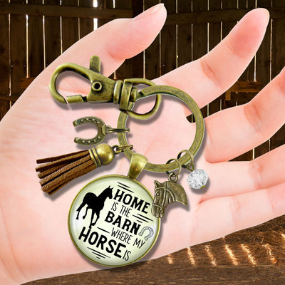 Handmade Gutsy Goodness Jewelry Home Is The Barn Where My Horse Is Keychain Western Boho Country Girl Tassel Charm Jewelry & Card