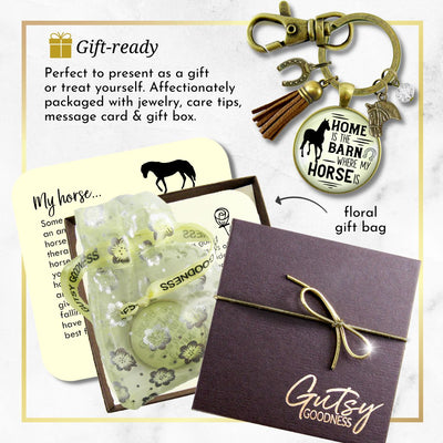 Handmade Gutsy Goodness Jewelry Home Is The Barn Where My Horse Is Keychain Western Boho Country Girl Tassel Charm Jewelry & Card