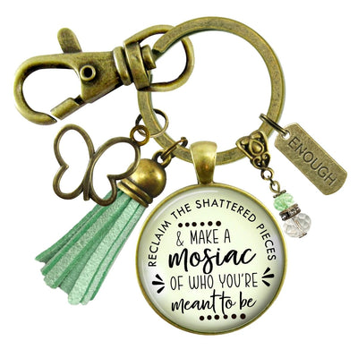 Handmade Gutsy Goodness Jewelry Reclaim Shattered Pieces Make Mosaic Keychain Inspiring Jewelry Enough & Tassel Charm & Message Card