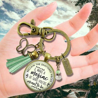 Handmade Gutsy Goodness Jewelry Reclaim Shattered Pieces Make Mosaic Keychain Inspiring Jewelry Enough & Tassel Charm & Message Card