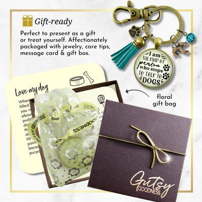 Handmade Gutsy Goodness Jewelry I Am The Kind Of Person Who Stops To Talk To Dogs Keychain Pet Lover Jewelry, Tassel Charm & Card
