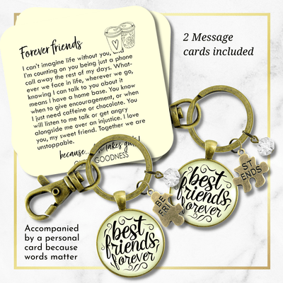 Best Friends Forever Keychains Set of 2 Bff Quote Jewelry Charm - Gutsy Goodness