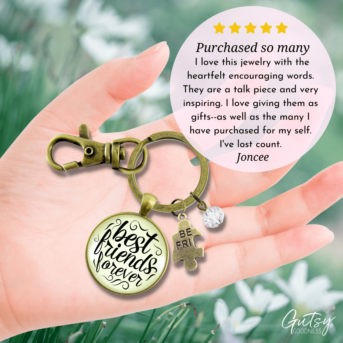 Best Friends Forever Keychains Set of 2 Bff Quote Jewelry Charm - Gutsy Goodness