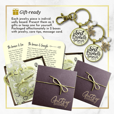 Best Friends Forever Keychains Set of 2 Bff Quote Jewelry Charm - Gutsy Goodness