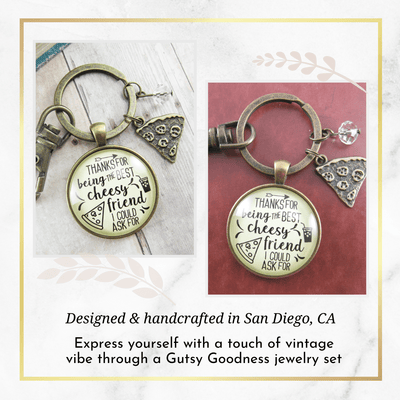 SET of 2 Thanks Best Cheesy Friend Pizza Keychains - Gutsy Goodness