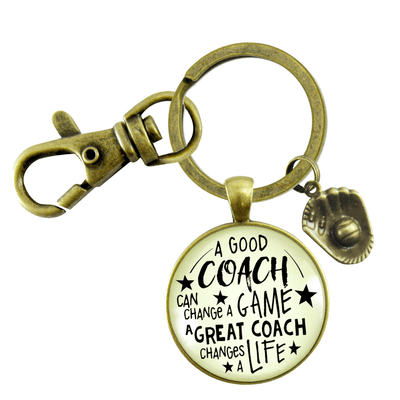 Baseball Coaching Sport Keychain Great Coach Changes Life Thank You Gift - Gutsy Goodness Handmade Jewelry Gifts