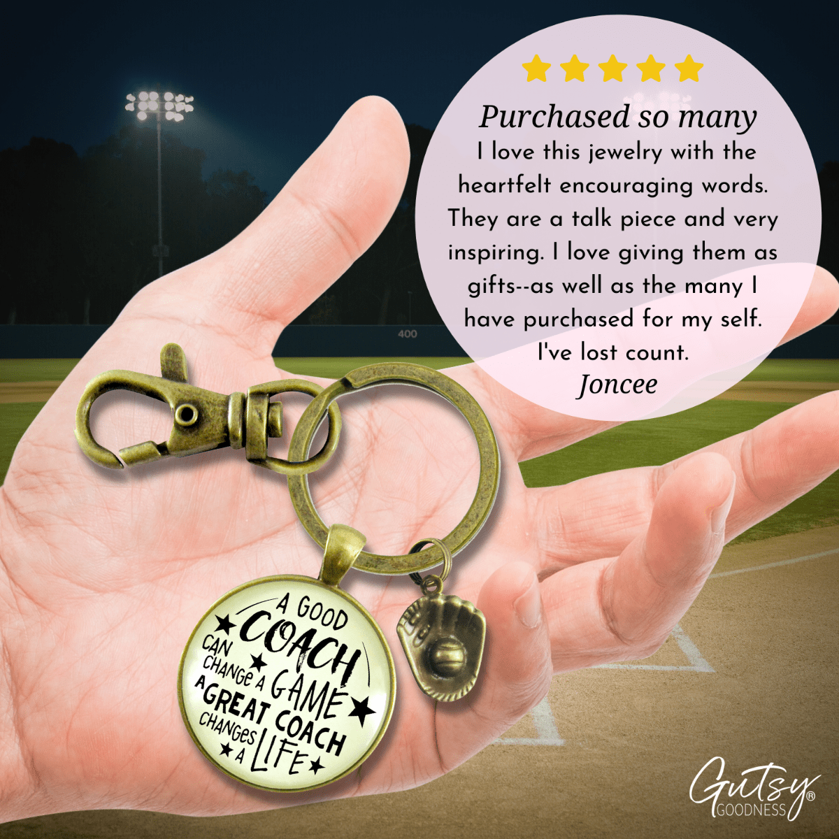 Baseball Coaching Sport Keychain Great Coach Changes Life Thank You Gift - Gutsy Goodness Handmade Jewelry Gifts