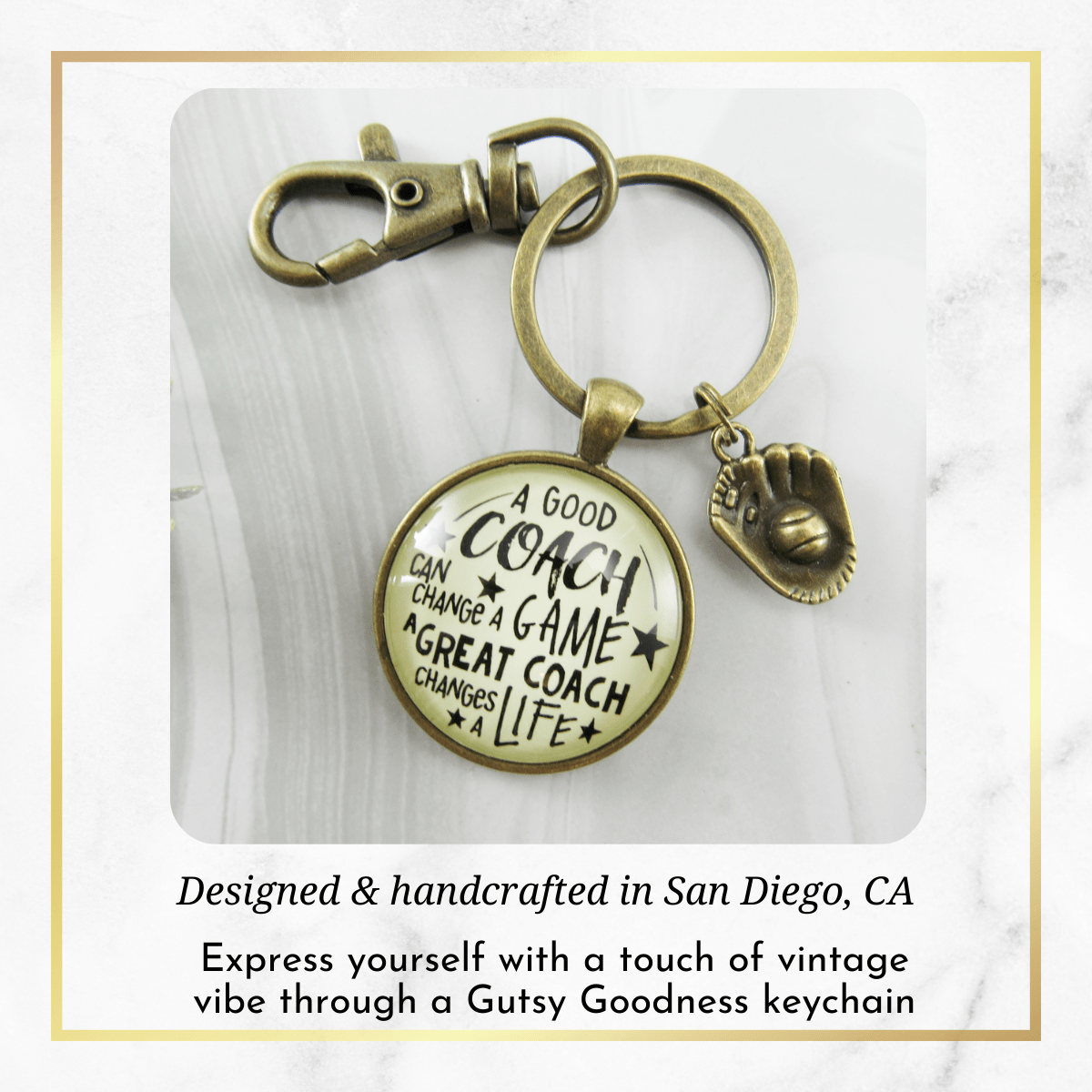 Baseball Coaching Sport Keychain Great Coach Changes Life Thank You Gift - Gutsy Goodness Handmade Jewelry Gifts